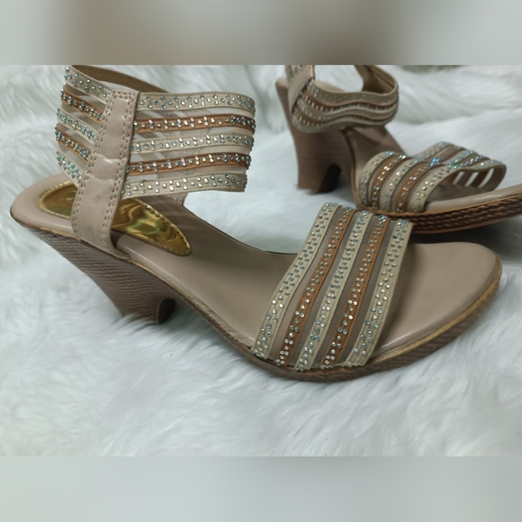 Catwalk Embellished Beige Heels - Picture 8 of 9